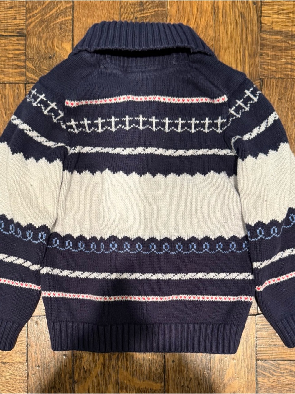 Kids Navy Whale Hooded Cardigan Sweater - Picture 2 of 6